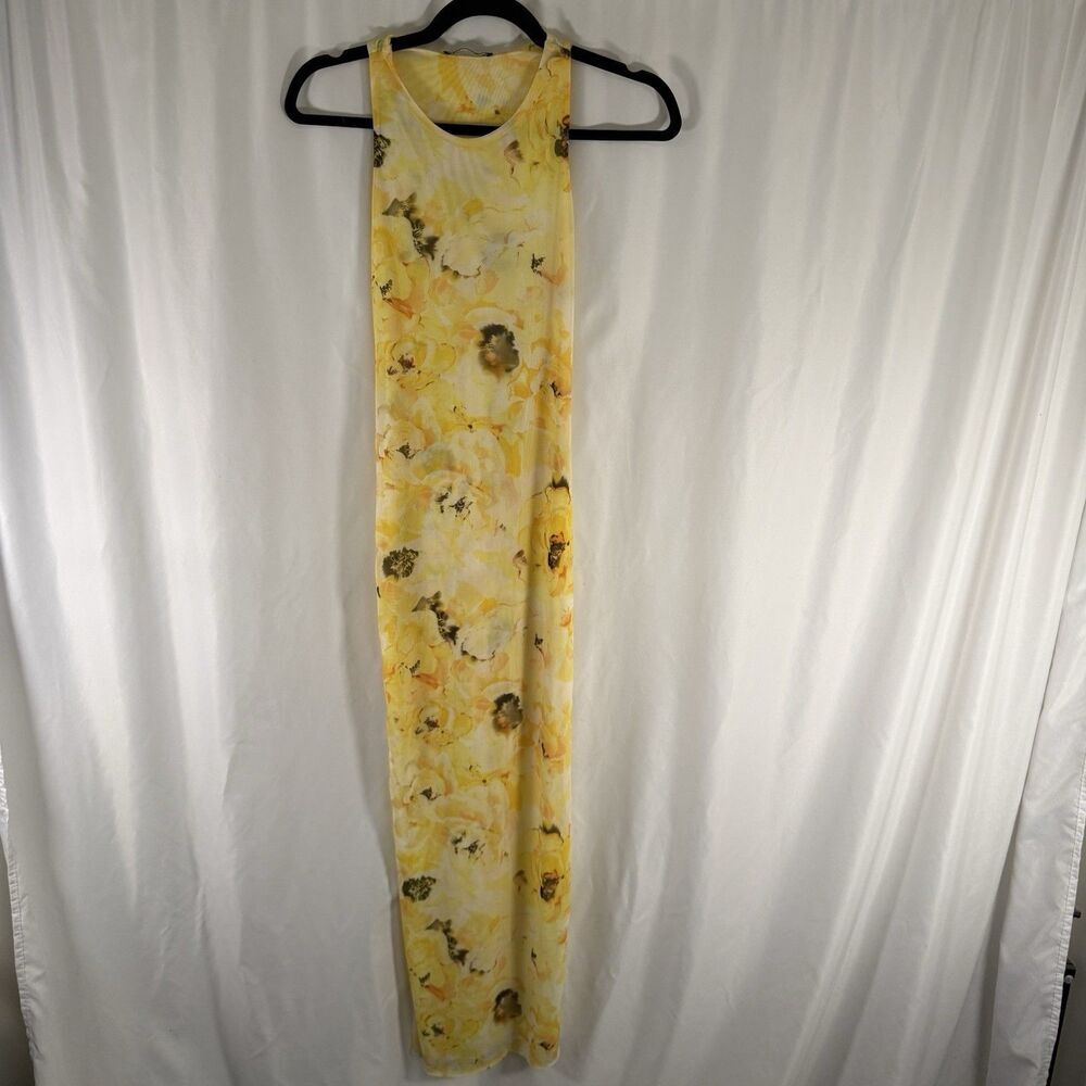 Zara Sundress Women's Small Yellow Floral Sleeveless Round Neck Breathable